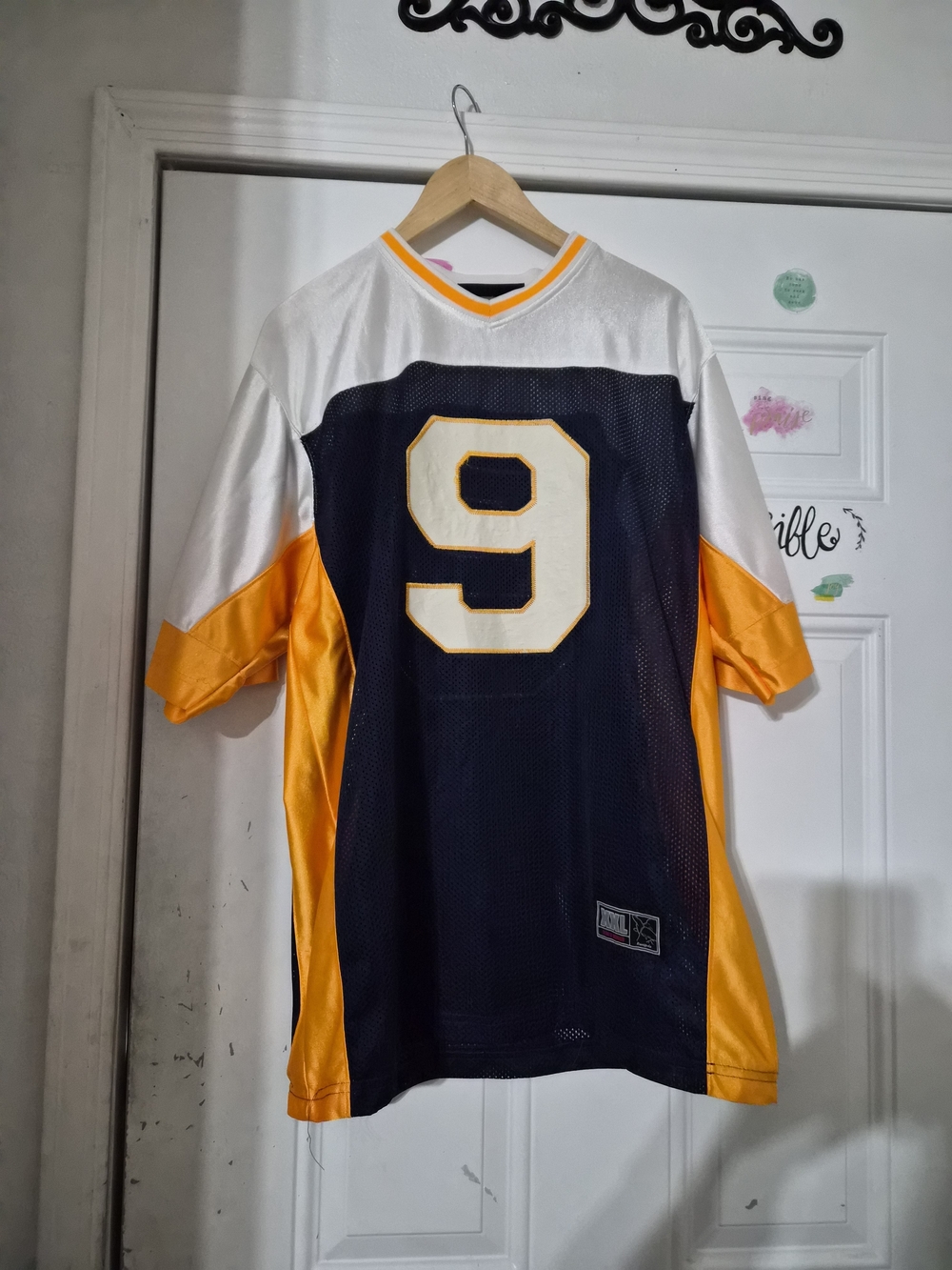 Men's Navy, White & Gold Number 9 Sports Jersey